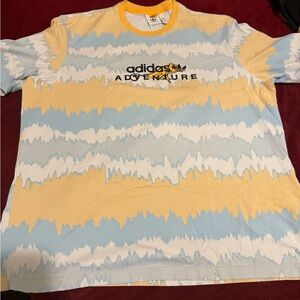Adidas Adventure Tee in Blue, Yellow, and White